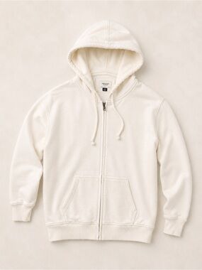 American Eagle OVERSIZED Cream Full-Zip Hooded Sweatshirt / AE Off-White Hoodie